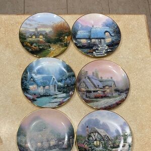 6 Vintage Thomas Kinkade Garden Cottages of England Collector’s Plates Limited